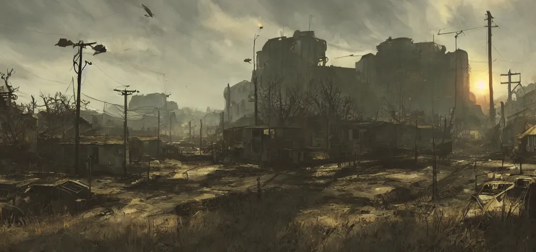 Prompt: Fallout 4, painting by Hiroshi Yoshida style