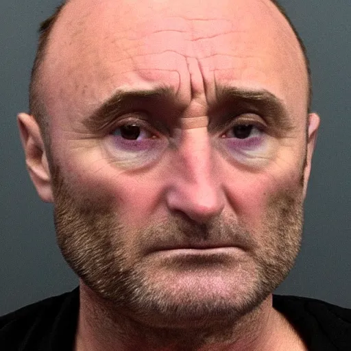 Prompt: mugshot of Phil Collins