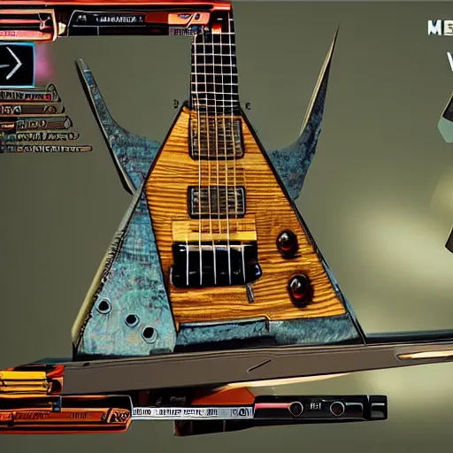 Image similar to Flying V guitar, wake up dead. Megadeth. unreal engine