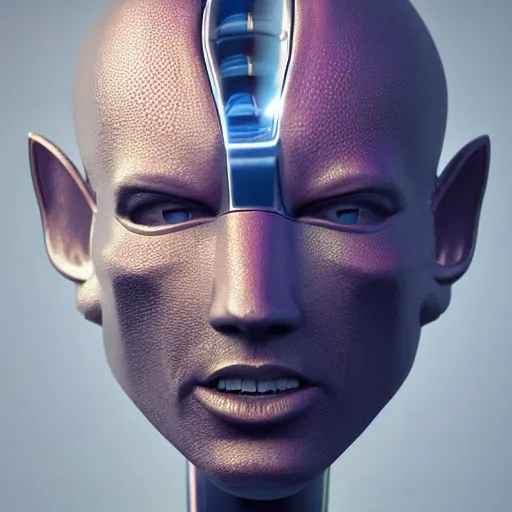 Image similar to hyperrealistic 3 d render of a bust of knight with futuristic fashion elements created by yuuki morita and ludvig holmen, colorful, kingdoms of ether, octane render, 3 d animated, unreal engine 5, volumetric lighting, hdr, smooth surface, 8 k