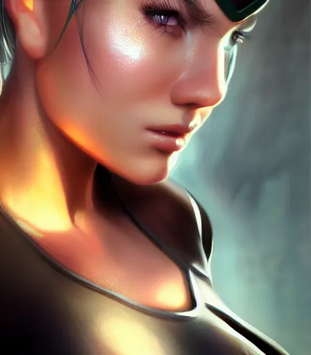 Prompt: beautiful portrait of a gorgeous personal trainer who looks like Sonya Blade , character design by charlie bowater, ross tran, artgerm, and makoto shinkai, detailed, soft lighting, rendered in octane