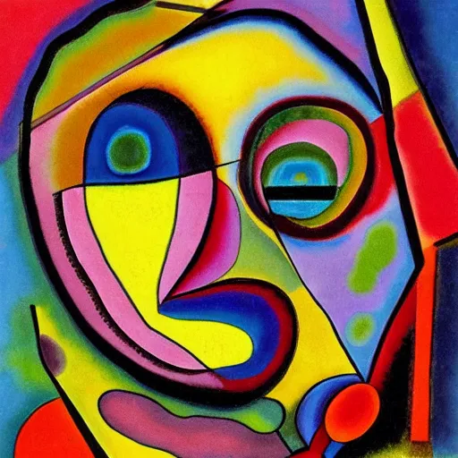 Image similar to face; a 3d abstract sketch by Kandinsky