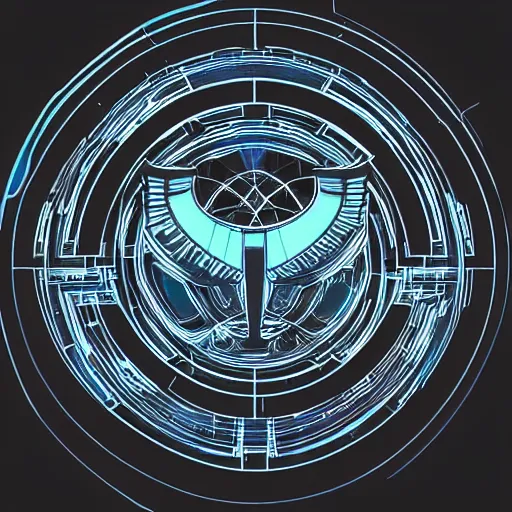 Image similar to “stylized raven logo in cyberpunk topography”