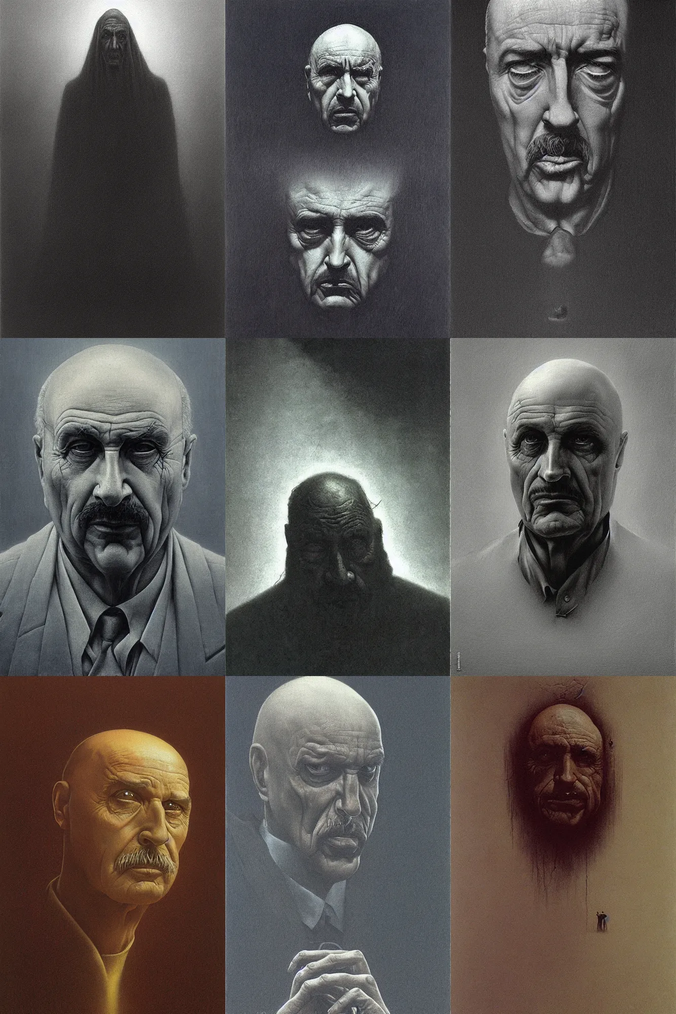 Prompt: Dr. Phil painted by Zdzisław Beksiński, highly detailed, dark, moody, gloomy, creepy, high quality