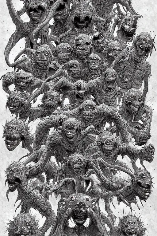 Prompt: mole men, symmetrical, highly detailed, digital art, sharp focus, trending on art station, kentaro miura manga art style