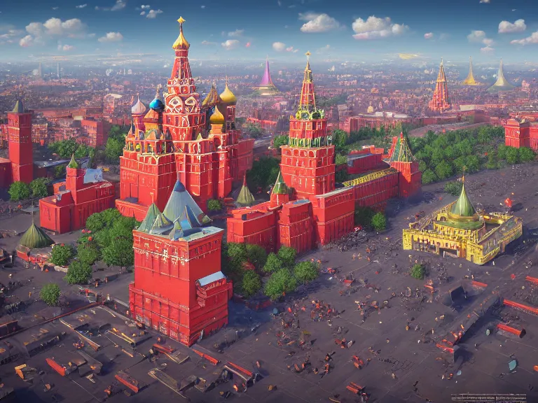 Prompt: Red Square Kremlin has just been nuked, Oil Painting, Trending on Artstation, octane render, Insanely Detailed, 8k, HD, design by Mark Ryden and Pixar and Hayao Miyazaki, unreal 5, DAZ, hyperrealistic, octane render, dynamic lighting, intricate detail, summer vibrancy, cinematic