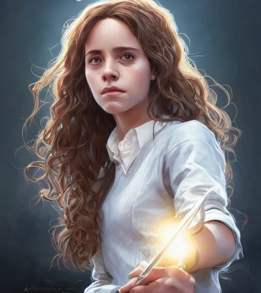 Image similar to ultra realistic illustration, hermione granger from the chamber of secrets, intricate, elegant, highly detailed, digital painting, artstation, concept art, smooth, sharp focus, illustration, art by artgerm and greg rutkowski and alphonse mucha