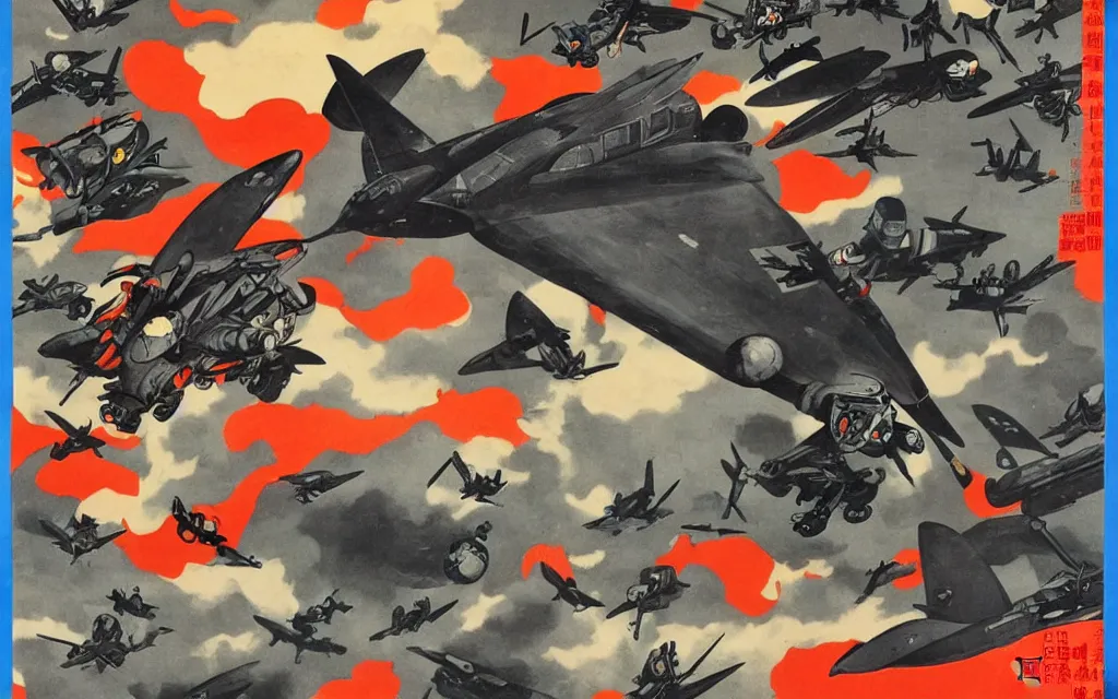 Prompt: batman airplane, in the style of chinese propaganda posters, cold war, propaganda poster, sci - fi illustrations, highly detailed, award - winning, patriotic, chinese, dark, gritty, ink