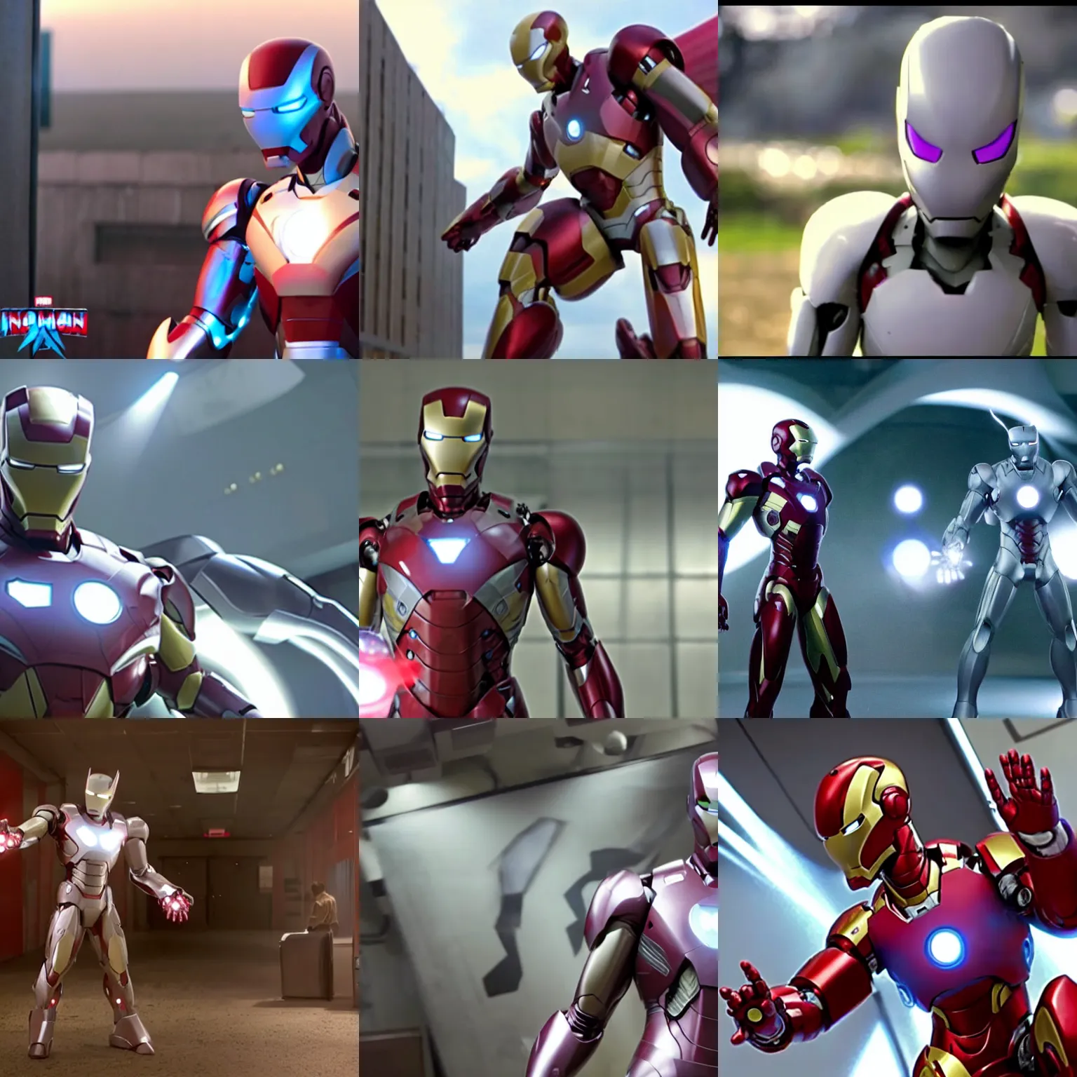 Prompt: a still of Mewtwo in Iron Man (2008). Mewtwo the pokemon is the subject of the screenshot from Iron Man