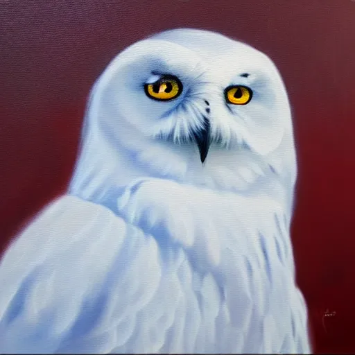 Prompt: loose oil painting of a majestic snowy owl, large strokes, hd, 8k