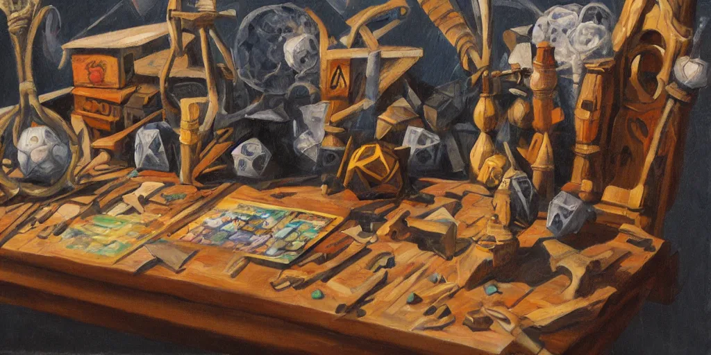 Prompt: d & d, deck of many things, oil painting