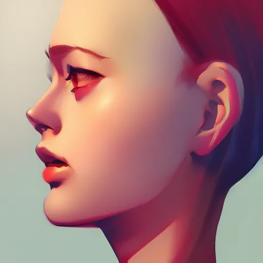 Image similar to a beautiful artwork side profile portrait of a girl by ilya kuvshinov, featured on artstation