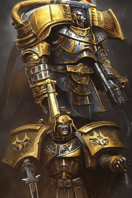 Image similar to armor portrait heros warhammer 4 0 k horus heresy fanart - the primarchs emperor by johannes helgeson animated with vfx concept artist & illustrator global illumination ray tracing hdr fanart arstation zbrush central hardmesh 8 k octane renderer comics stylized