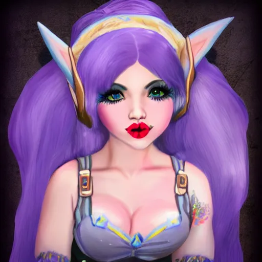 Prompt: melanie martinez as a world of warcraft character, night elf