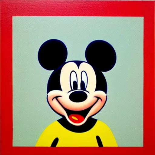 Prompt: mickey mouse by kazimir malevitch symmetrical geometrical oil on board