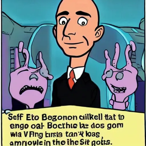 Image similar to jeff bezos as a scooby doo villain, cartoon