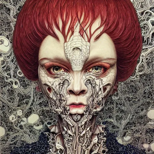 Prompt: portrait painted in jacek yerka style drawn by vania zouravliov and takato yamamoto, inspired by cyberpunk, intricate acrylic gouache painting, high detail, sharp high detail, artstation