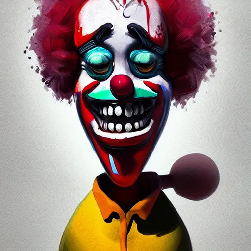 Image similar to concept art of clown robotics by jama jurabaev, brush hard, artstation, high quality, brush stroke