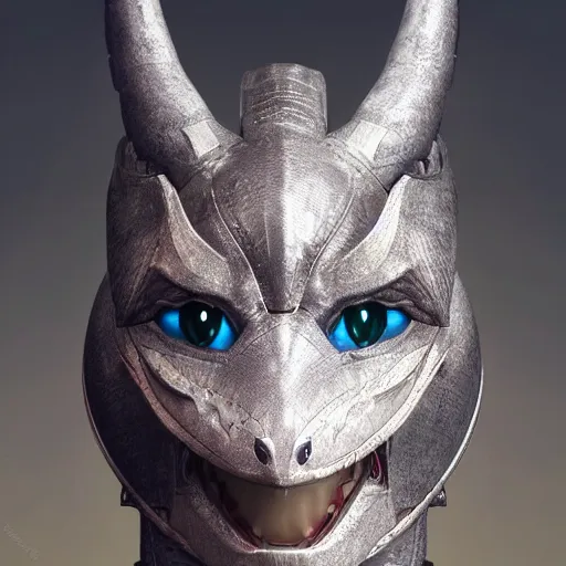 Image similar to stunning cinematic realistic full-body shot, of a beautiful hot anthropomorphic robot female dragon, well designed highly detailed cute female dragon head with slick eyes, looking down at the camera with a smirk, well armored, detailed claws, high quality digital art, HD octane render, furry art, Artstation, Deviantart, Furaffinity