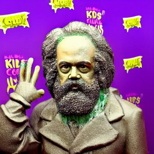 Image similar to karl marx slimed at the kids choice awards, professional photography