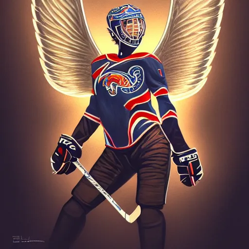 Prompt: Steel Wings hockey team logo on a jersey, fantasy, intricate, elegant, highly detailed, digital painting, artstation, concept art, smooth, sharp focus, luxury fashion illustration, art by artgerm and greg rutkowski and alphonse mucha, brightly lit cinematic soft lighting, photorealistic