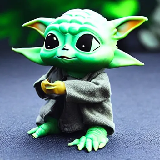 Prompt: baby yoda stop motion animal crossing character vinyl action figure, plastic, toy