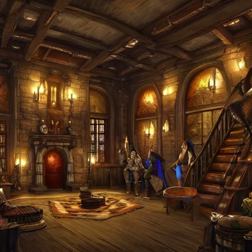 Prompt: the inside of a feywild mansion, dungeons and dragons, 4 k, highly detailed