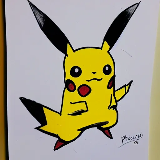 Image similar to a child drawing of pikachu
