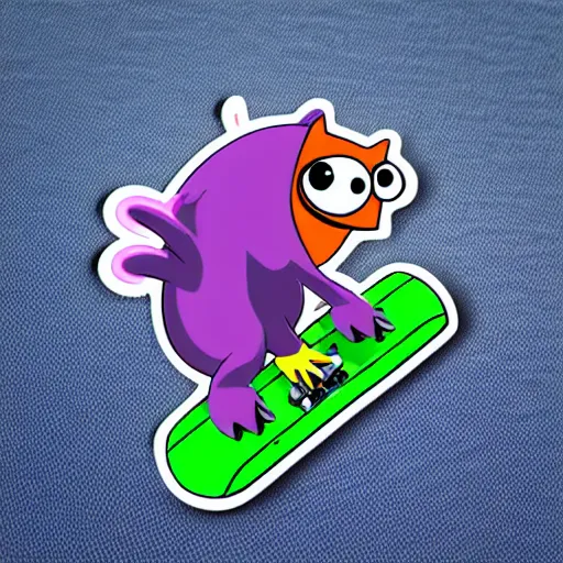 Image similar to cute monster skateboarding, sticker art, cronobreaker, beeple