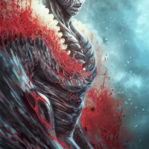 Prompt: portrait of guts from berserk submerged in red water, extremely detailed, made by wlop, maxwell boas, Sakimi chan and Anato Finnstark