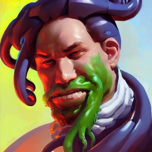 Image similar to greg manchess portrait painting of cthulhu as overwatch character, medium shot, asymmetrical, profile picture, organic painting, sunny day, matte painting, bold shapes, hard edges, street art, trending on artstation, by huang guangjian and gil elvgren and sachin teng