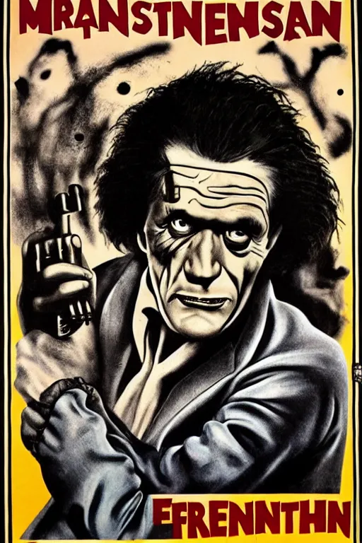 Image similar to frankenstein einstein vintage horror movie poster