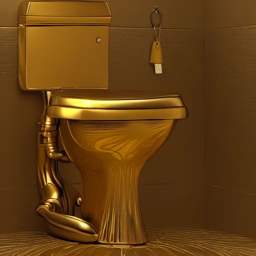 Prompt: golden toilet, detailed, realistic, award winning, trending in cgsociety artstation deviant art,