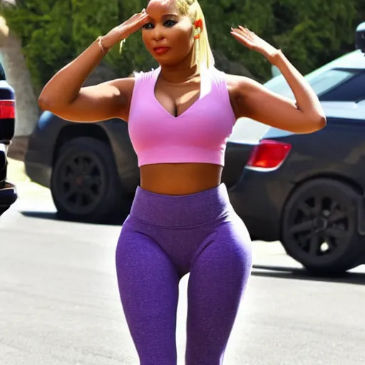Nicki Minaj size L exercise leggings spandex womens athletic wear camo 8I