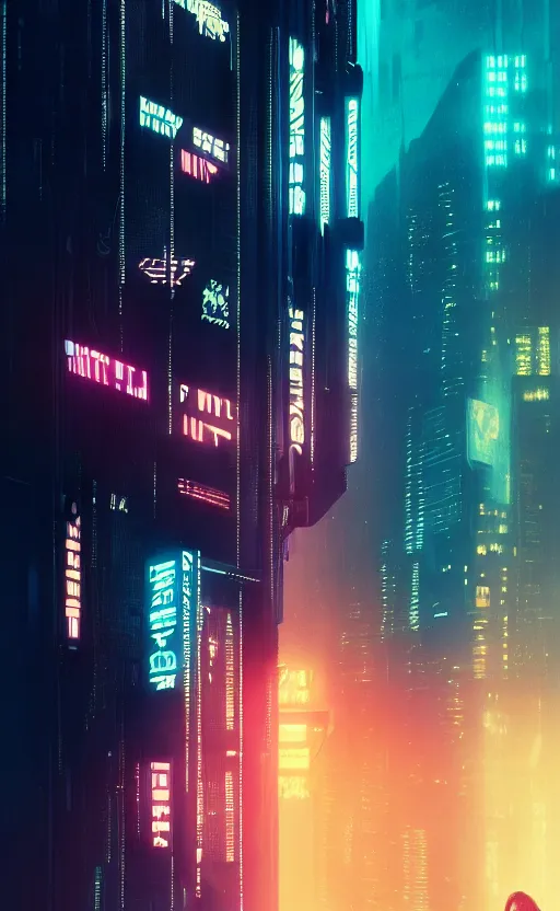 Image similar to vertical movie frame portrait of girl in blade runner 2 0 4 9 bedroom interior, neon - decorated urban on night in the city seen through the window, cyberpunk interior design, architectural design, vintage, night blade runner, dark, postapocalyptic, clean lines, 4 k, octane, asian futuristic city at distance, big windows, octane, wide angle