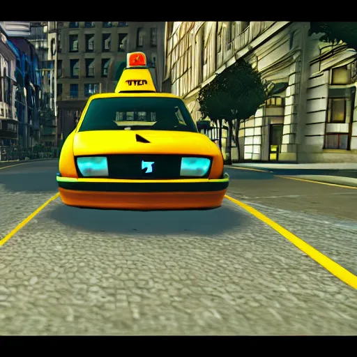 Image similar to ps 2 game about a frog driving a taxi, unreal 4 screenshot,