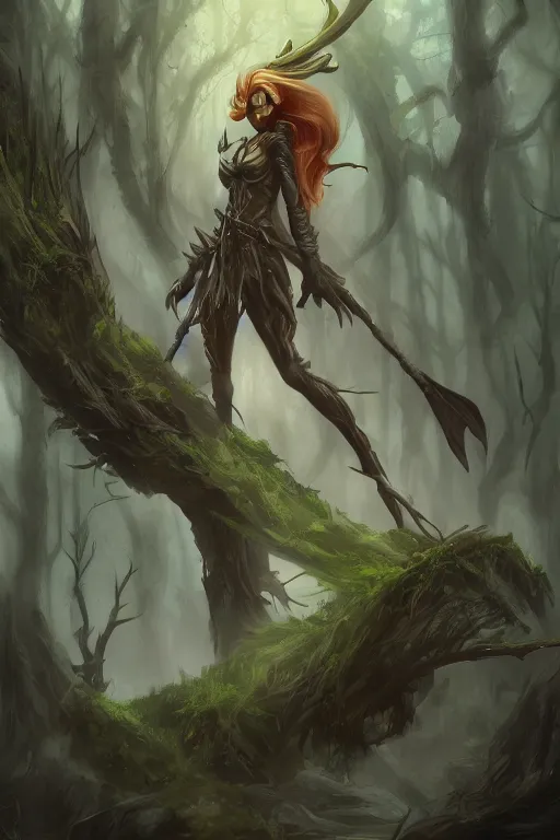 Image similar to Elf of the dark forest art by Tomasz Ryger, Trending on artstation, artstationHD, artstationHQ, 4k, 8k