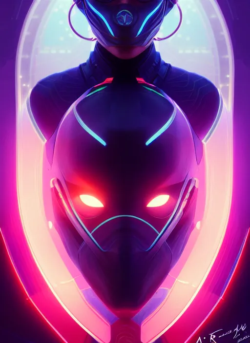 Image similar to symmetry!! portrait of ninja, sci - fi, tech wear, glowing lights!! intricate, elegant, highly detailed, digital painting, artstation, concept art, smooth, sharp focus, illustration, art by artgerm and greg rutkowski and alphonse mucha, 8 k