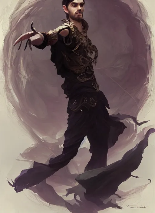 Image similar to character concept portrait of an attractive young Spanish wizard with tan skin conjuring a wind spell, a floating iridescent spell book in the center, intricate, elegant, digital painting, concept art, smooth, sharp focus, illustration, from Metal Gear, by Ruan Jia and Mandy Jurgens and William-Adolphe Bouguereau, Artgerm