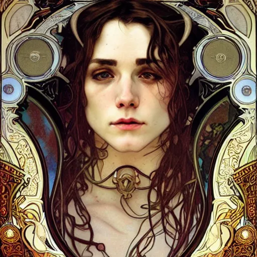 Prompt: realistic detailed face portrait of terrified catholic priest by Alphonse Mucha, Ayami Kojima, Amano, Charlie Bowater, Karol Bak, Greg Hildebrandt, Jean Delville, and Mark Brooks, Art Nouveau, Neo-Gothic, gothic, rich deep moody colors, rule 34