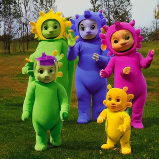 Image similar to funeral teletubbies