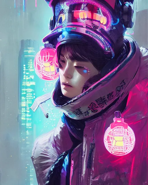 Image similar to detailed portrait neon operator girl, cyberpunk futuristic neon, reflective puffy coat, decorated with traditional japanese ornaments by ismail inceoglu dragan bibin hans thoma greg rutkowski alexandros pyromallis nekro rene maritte illustrated, perfect face, fine details, realistic shaded, fine - face, pretty face