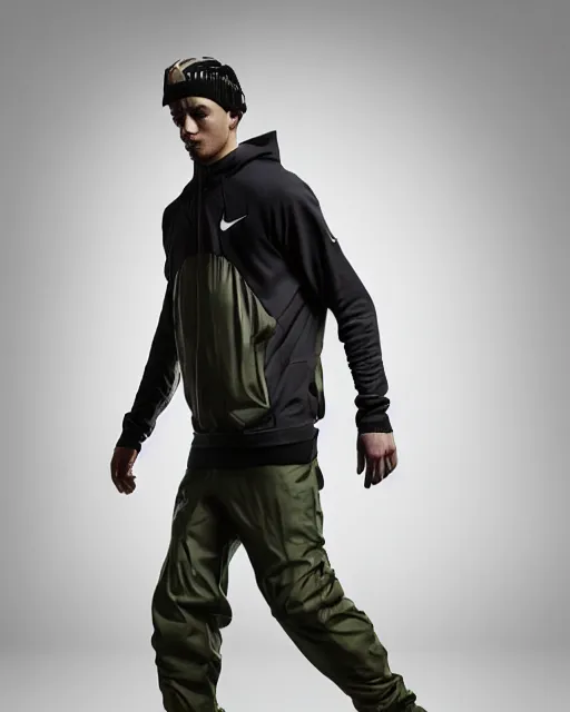 Image similar to Medium shot of Erolson Hugh wearing Nike ACG+Acronym P31-DS Pants in the style of greg rutkowski