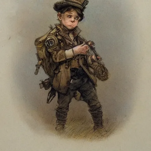 Prompt: (((((portrait of boy dressed as steampunk explorer . muted colors.))))) by Jean-Baptiste Monge !!!!!!!!!!!!!!!!!!!!!!!!!!!