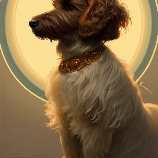 Image similar to beautiful detailed picture of a havanese, radiant light, art nouveau, intricate, elegant, highly detailed, my rendition, digital painting, artstation, concept art, smooth, sharp focus, illustration, art by artgerm and greg rutkowski and alphonse mucha