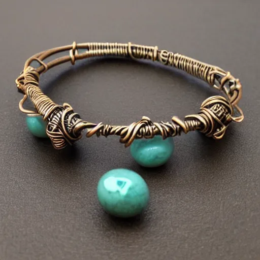 Image similar to poseidon cultists bangle, solid bronze wire, intricate poseidon style, ancient mediterranean jewelry, fine craftsmanship