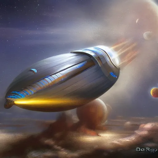 Prompt: spaceship by dave rapoza