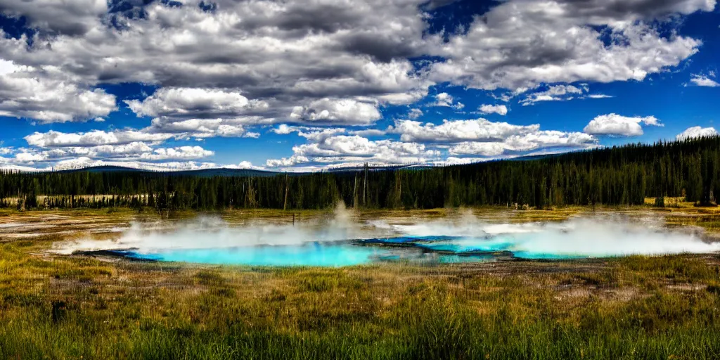 Prompt: wallpaper image of a landscape in yellowstone national park realistic photography