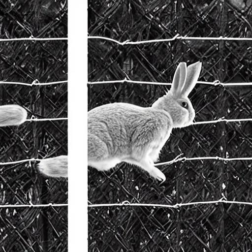 Image similar to a rabbit jumping up over a fence, film strip showing 9 stills in a grid