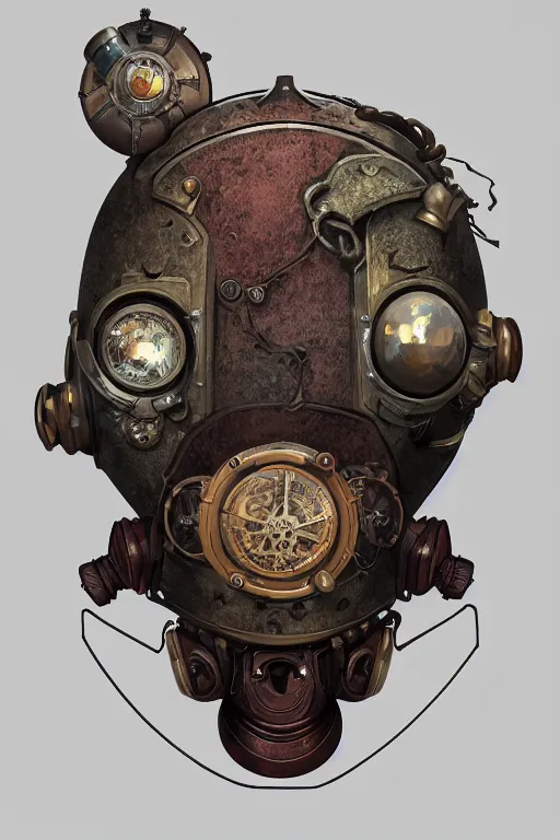 Image similar to steampunk helmet fantasy art mask robot ninja stylized digital illustration sharp focus, elegant intricate digital painting artstation concept art global illumination ray tracing advanced technology chaykin howard and campionpascale and cooke darwyn and davis jack